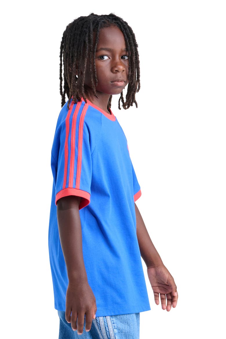 Kids' 3-Stripes Ringer T-Shirt, Alternate, color, BRT BLUE