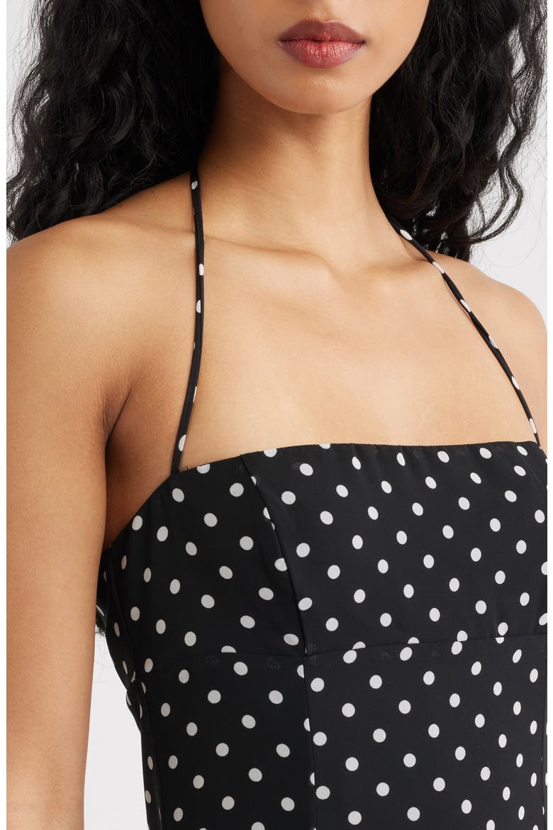 Delamere Polka Dot Halter Minidress, Alternate, color, BLACK / WHITE
