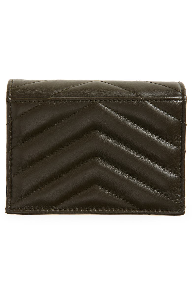 Saint Laurent Matelassé Leather Card Case, Alternate, color, Light Musk