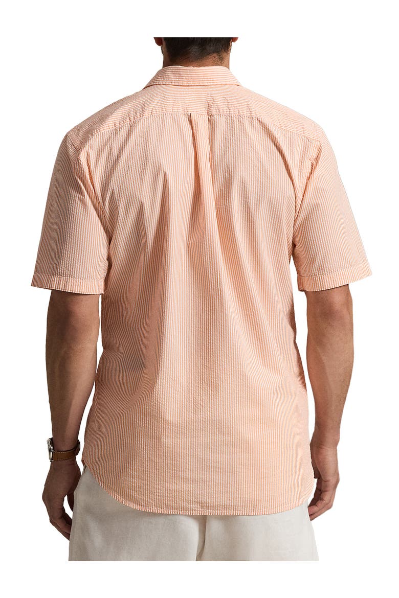Big & Tall Seersucker Stripe Sport Shirt, Alternate, color, CLC PEACH AND WHITE