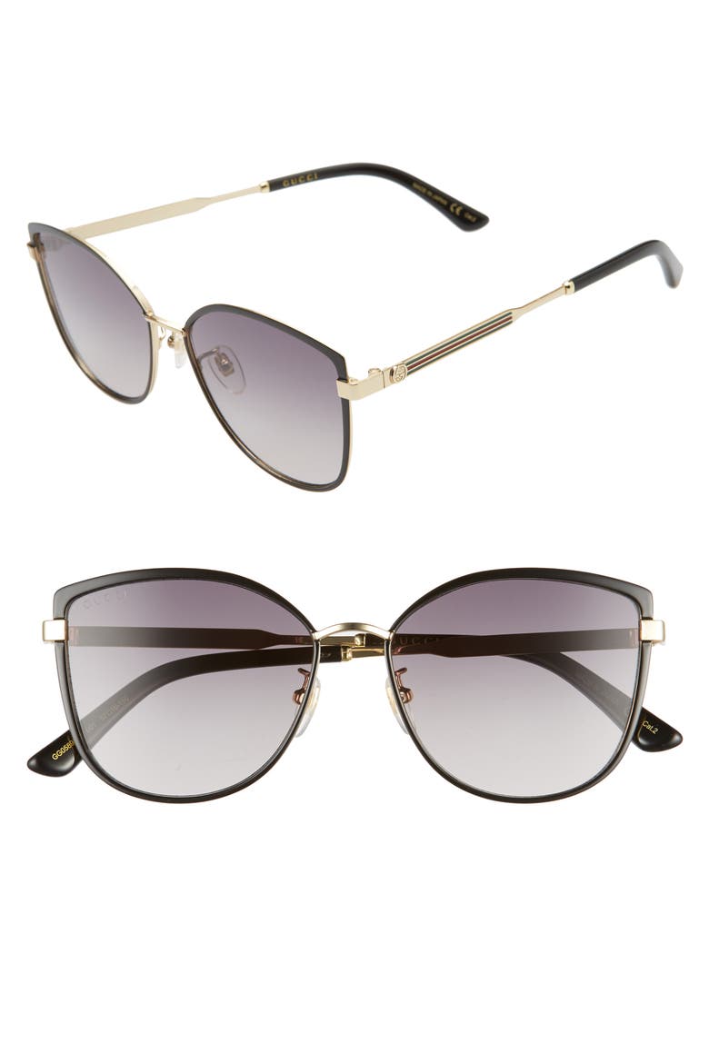 57mm Gradient Cat Eye Sunglasses, Main, color, BLACK/ GREY GRADIENT
