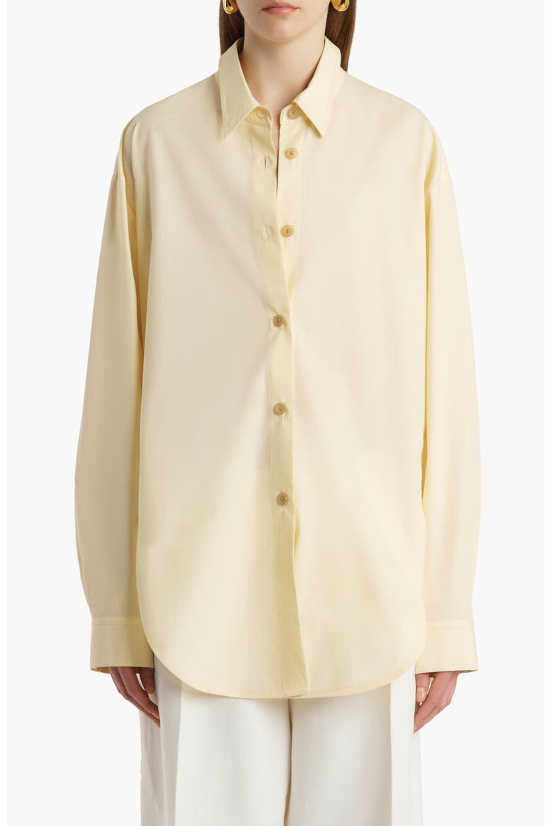 Organic Cotton Poplin Button-Up Shirt, Main, color, PALE YELLOW