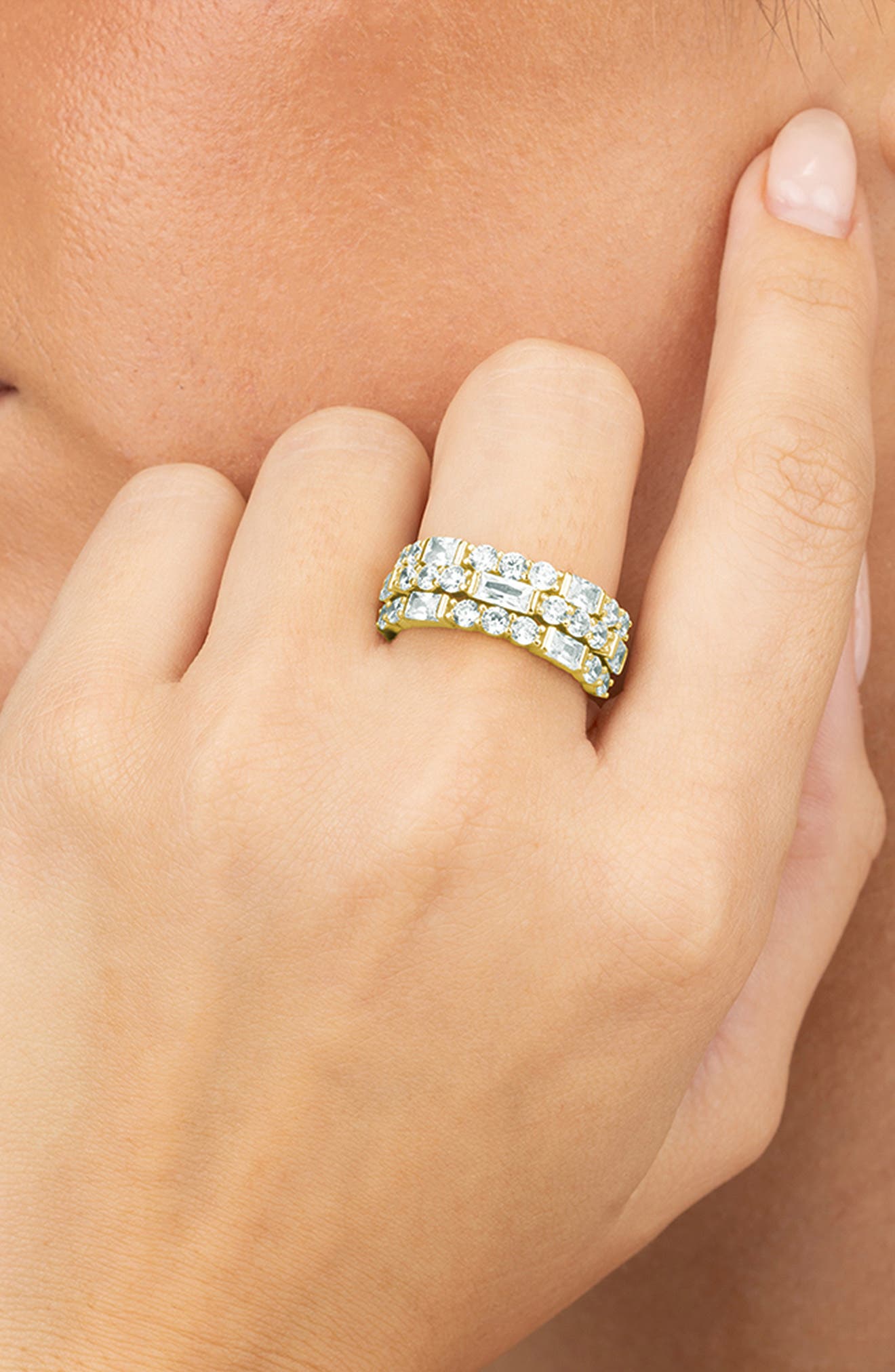Sterling Forever Kornelia Three Row Eternity Band Ring (Women) | Nordstrom