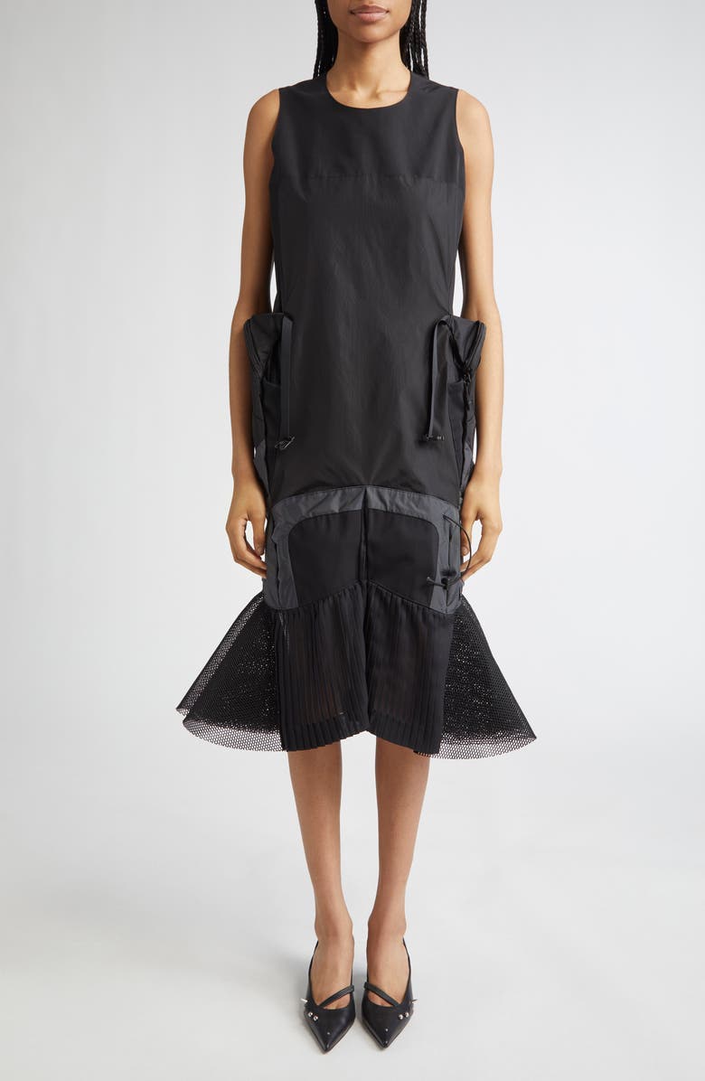 Junya Watanabe Nylon Ripstop & Double Raschel Midi Dress, Main, color,