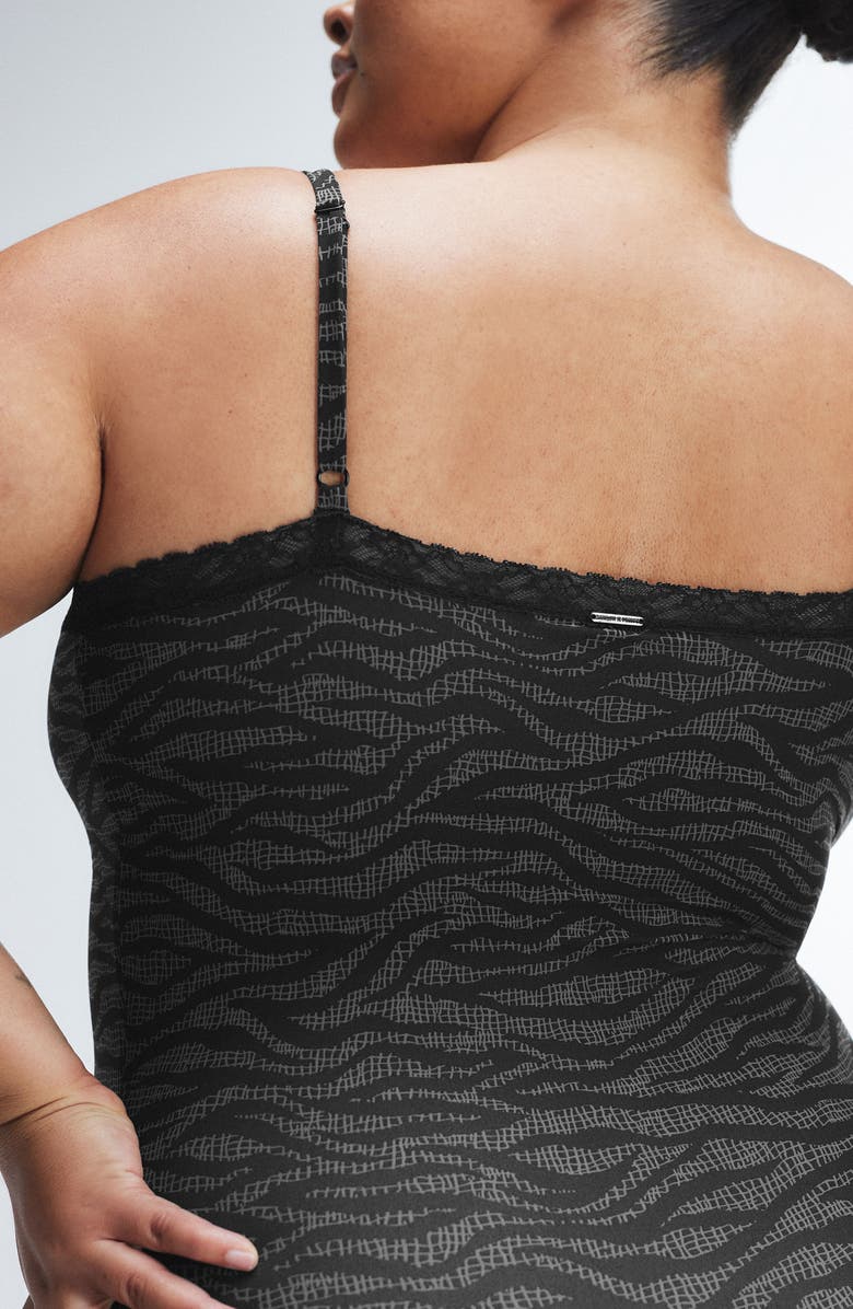 SAVAGE X FENTY Snug Hug Sleep Romper, Alternate, color, Black Caviar Tiger Stripe Text