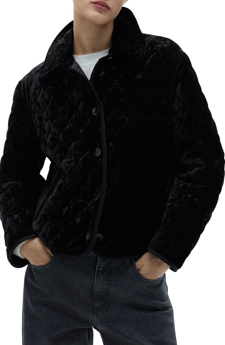 MANGO Velvet Quilted Jacket, Main, color, 