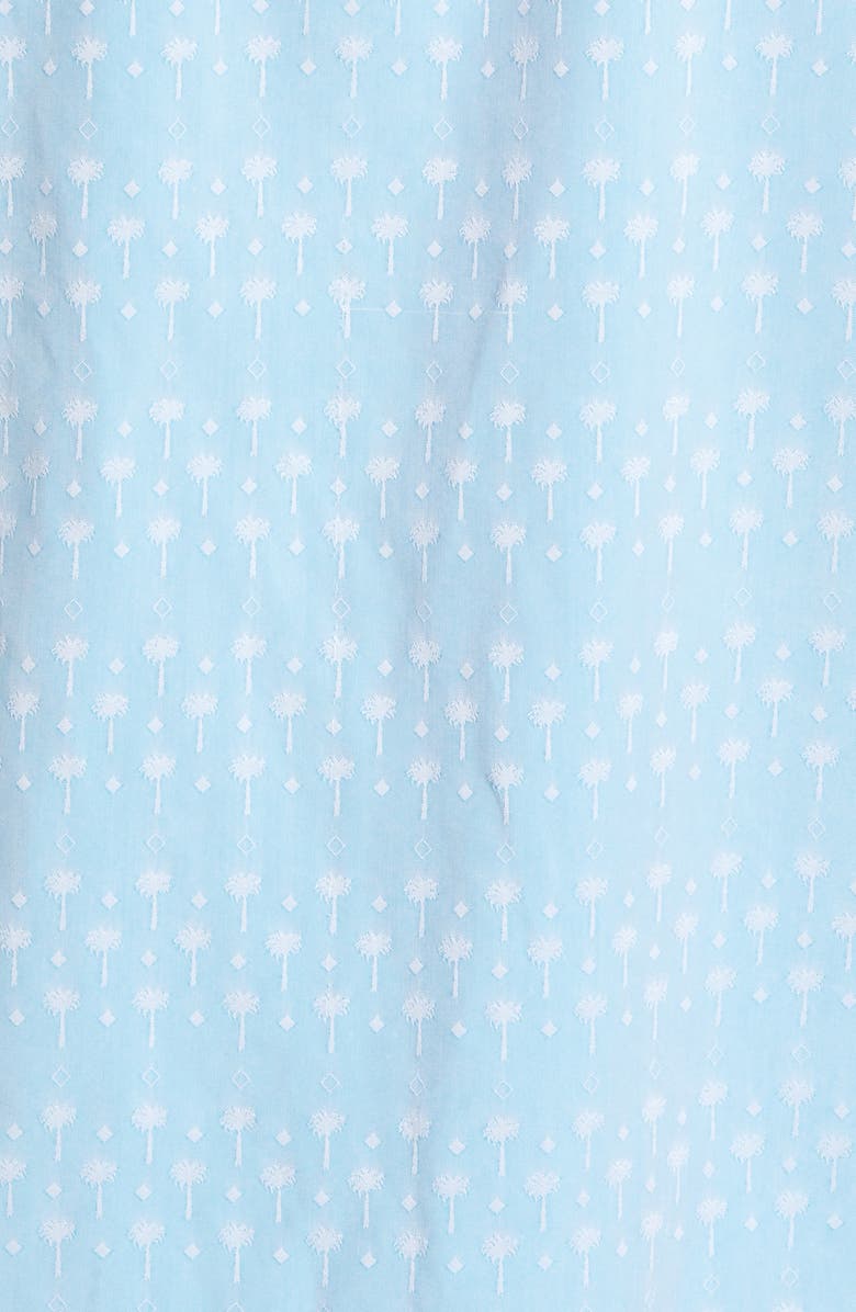 Tommy Bahama Coconut Point Geo Fronds Print Short Sleeve Button-Up Shirt, Alternate, color, Tropical Turquoise