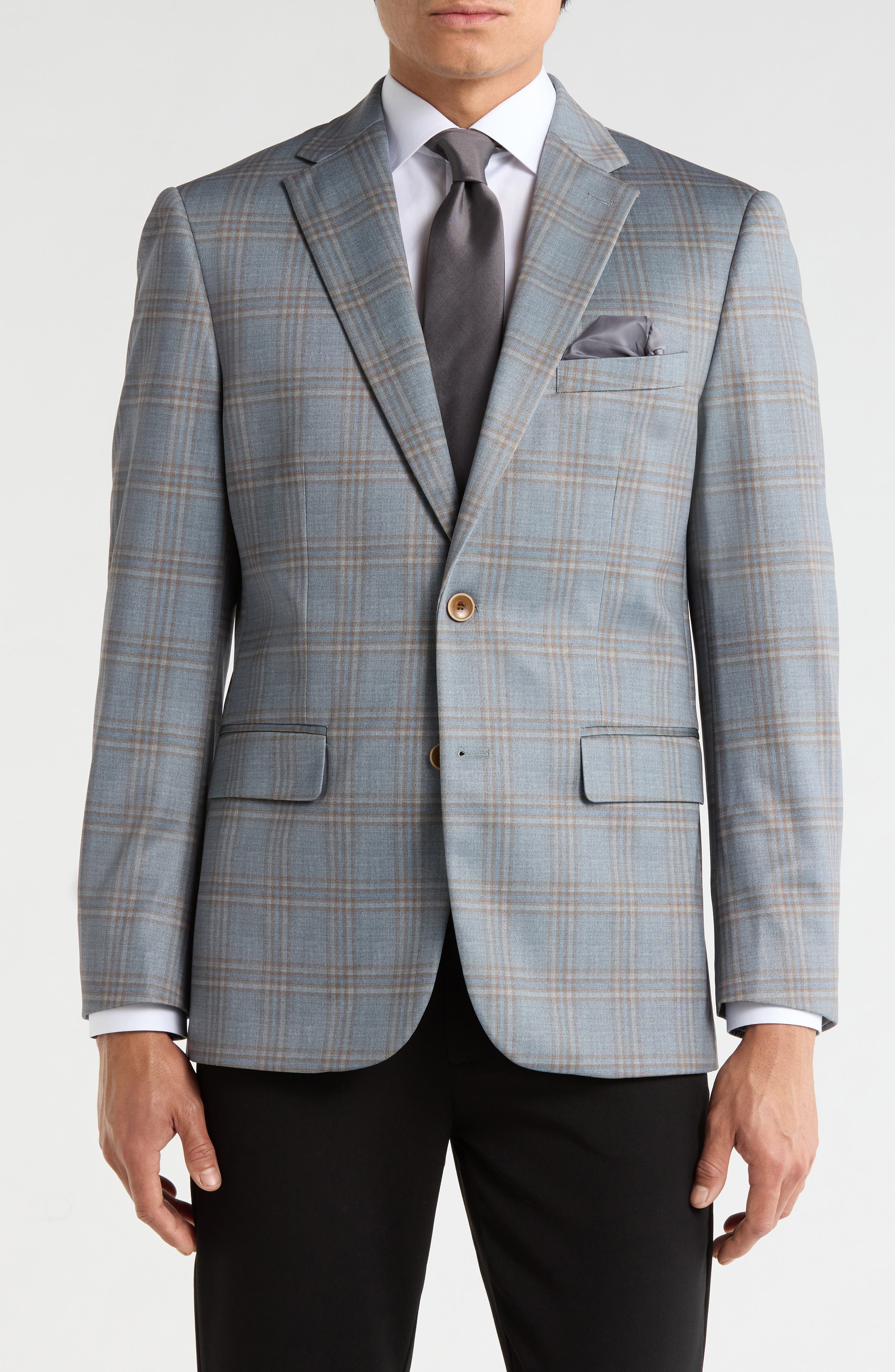 Duchamp Slim Fit Plaid 4-Way Stretch Sport Coat