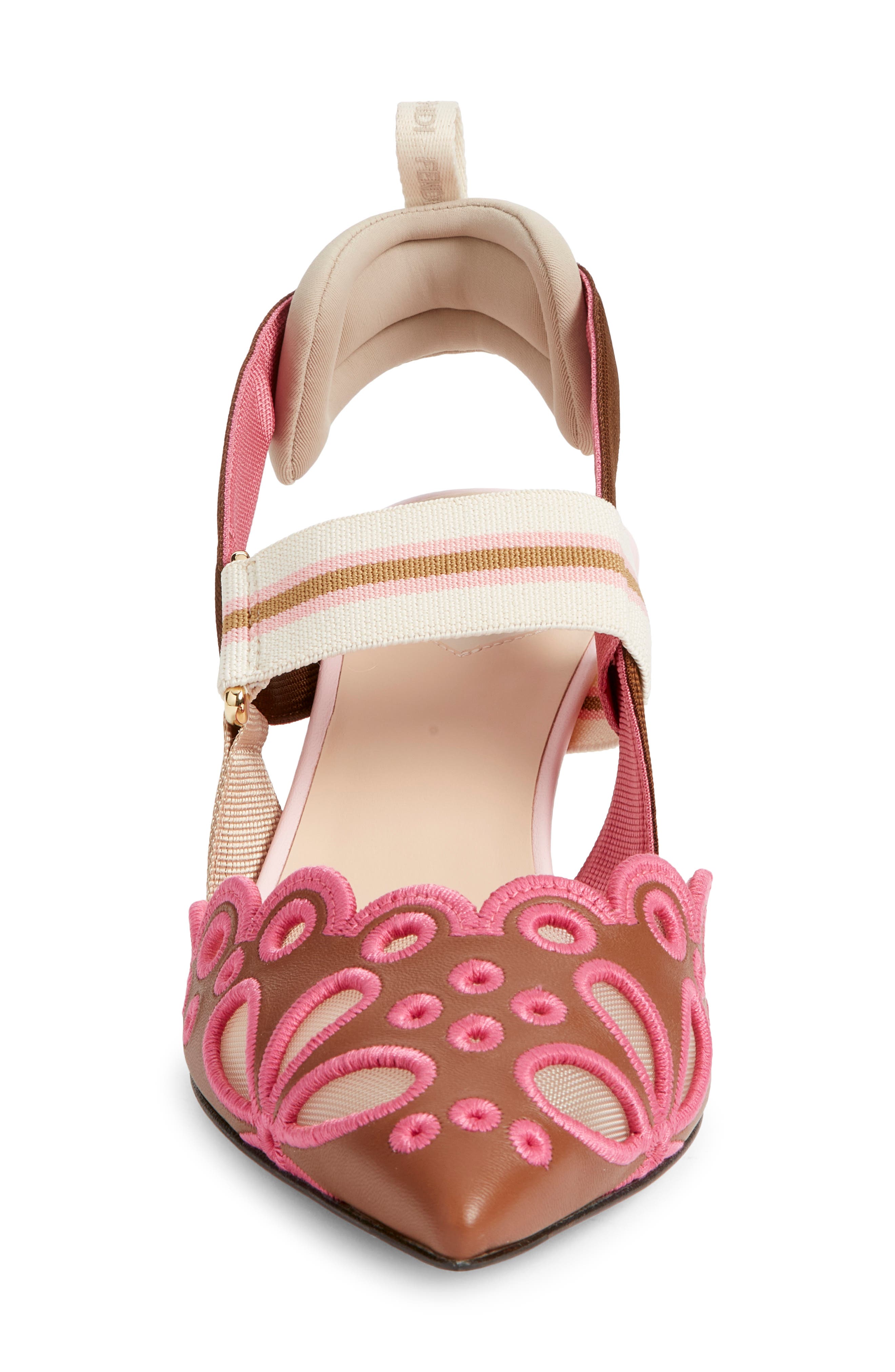 Fendi Colibrì Embroidered Slingback Pump, Alternate, color, F1vp2 Sellier Surfinia