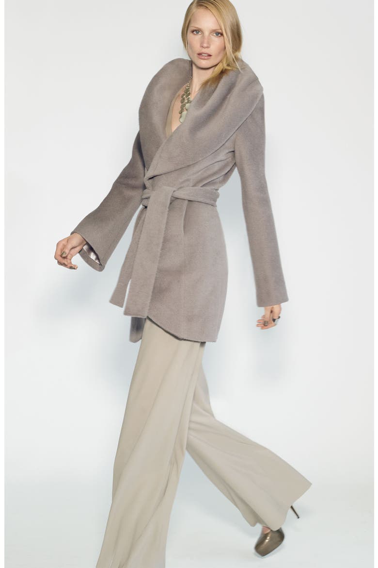 Hooded Wrap Coat, Alternate, color, MINK