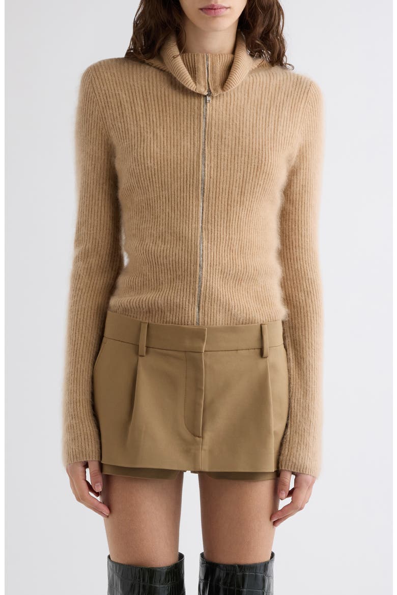 Klango Zip Cashmere Cardigan, Main, color, LIGHT BROWN