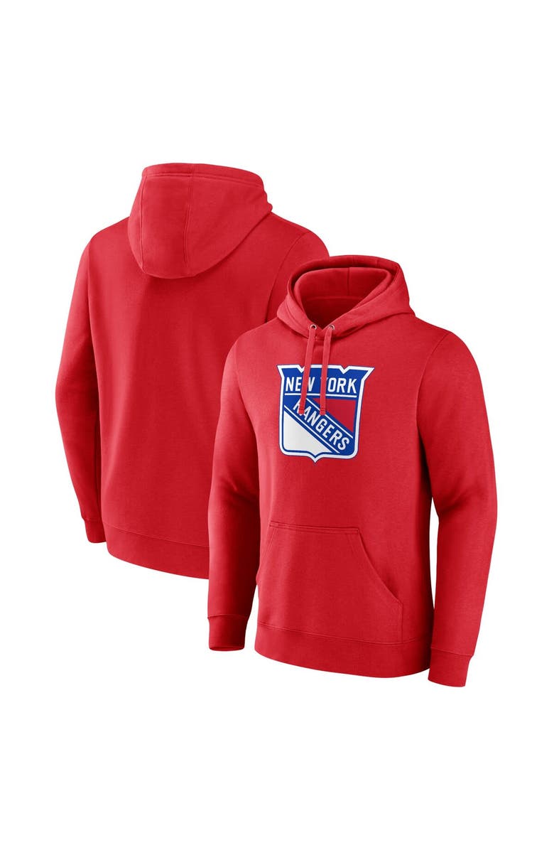 FANATICS Men's Fanatics Branded Red New York Rangers Primary Logo Pullover Hoodie, Main, color, 