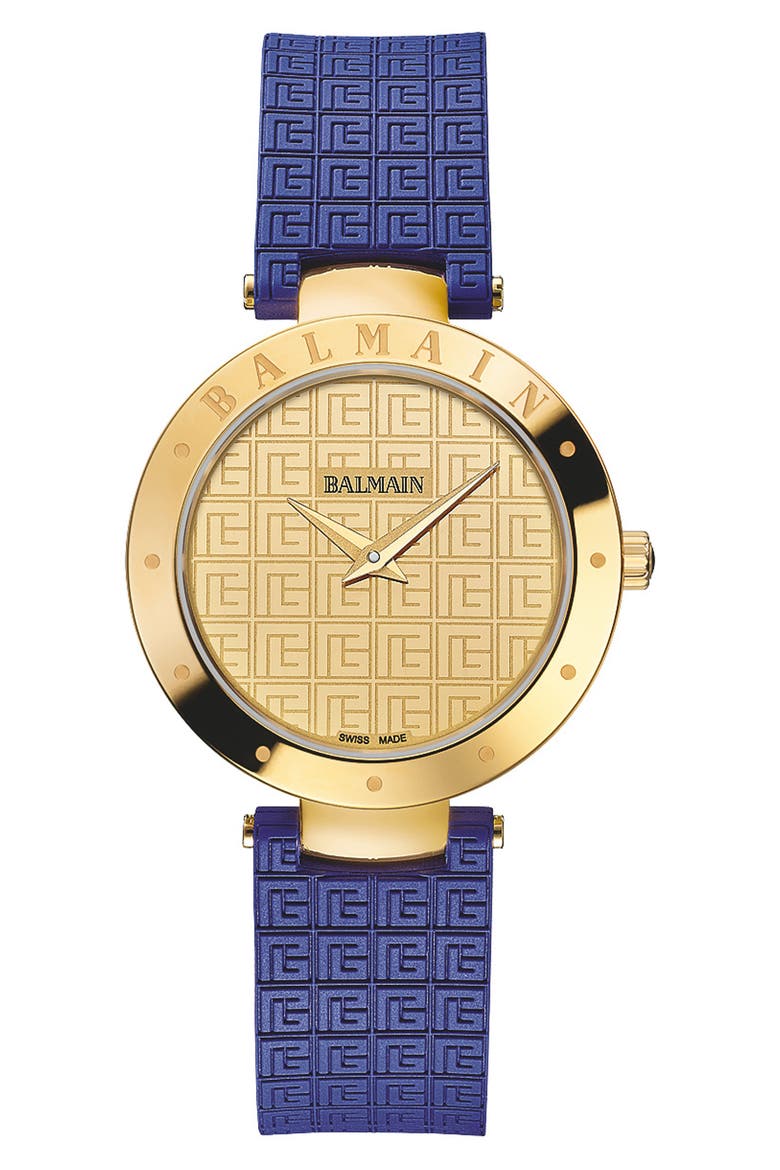 Bijou Rubber Strap Watch, 33mm, Main, color, YELLOW GOLD