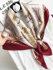 SILKSILKY Pure Mulberry Silk Printed Square Shawl Scarf