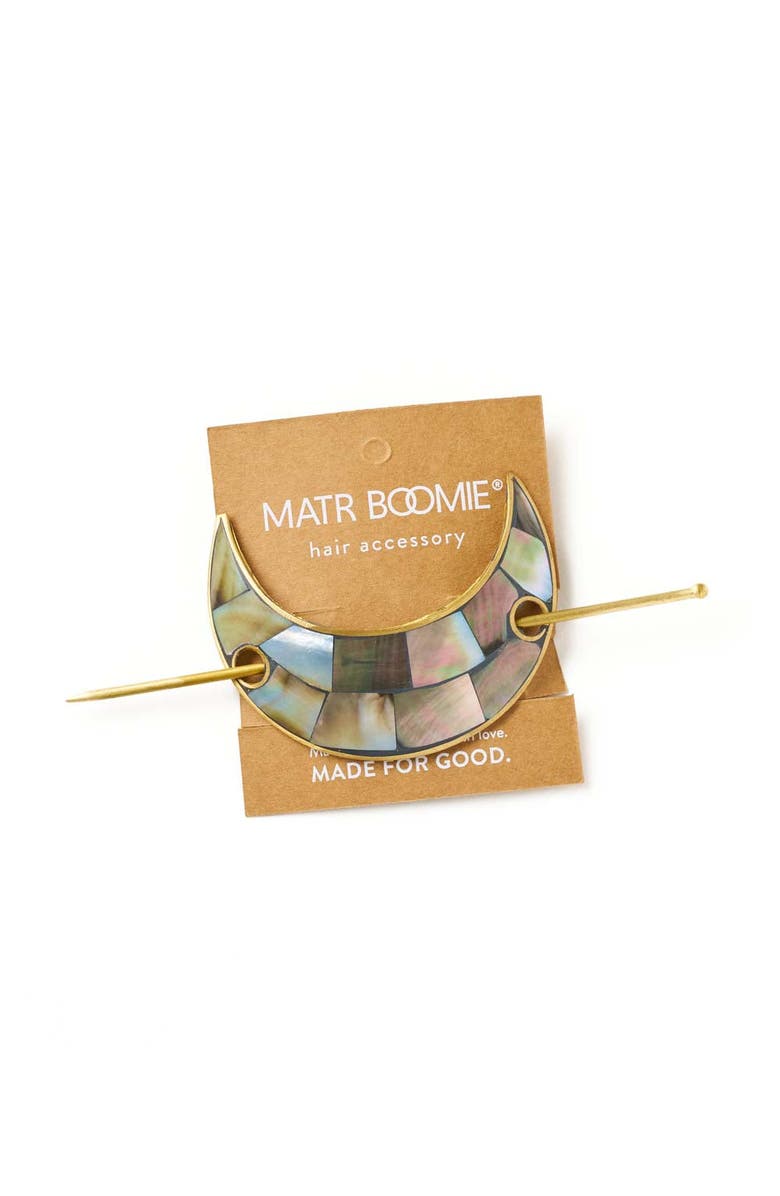 Matr Boomie Chandra Crescent Moon Hair Pin with Stick, Alternate, color, Mother Of Pearl