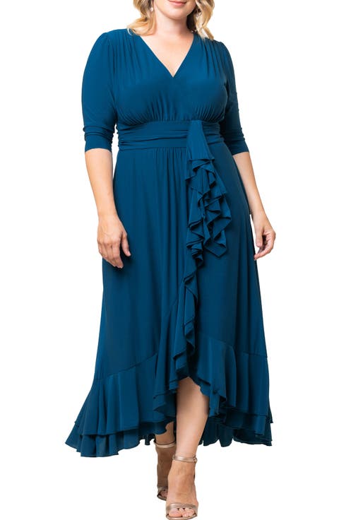 Veronica Ruffled High-Low Evening Gown (Plus)