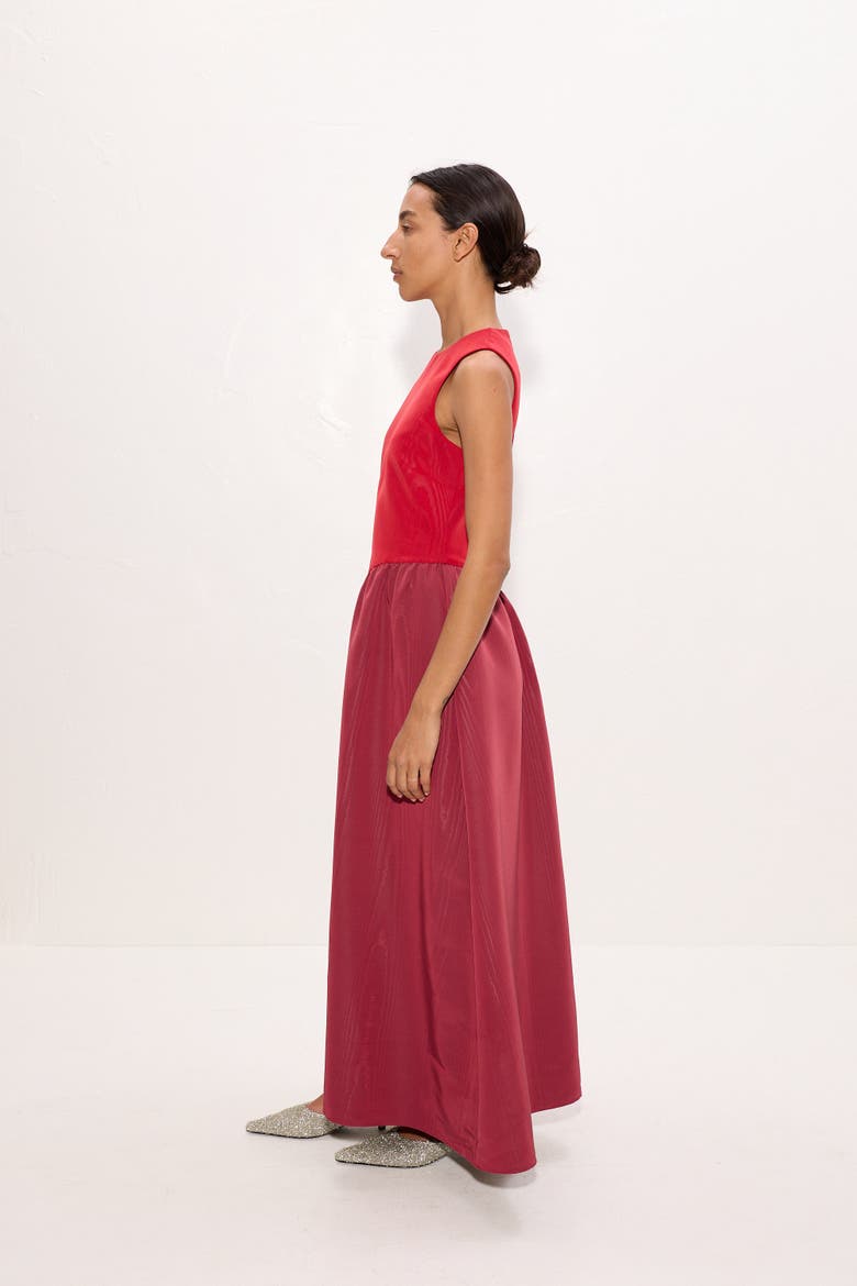 Laurel Moire Midi Dress, Alternate, color, Pomegranate/Bordeaux