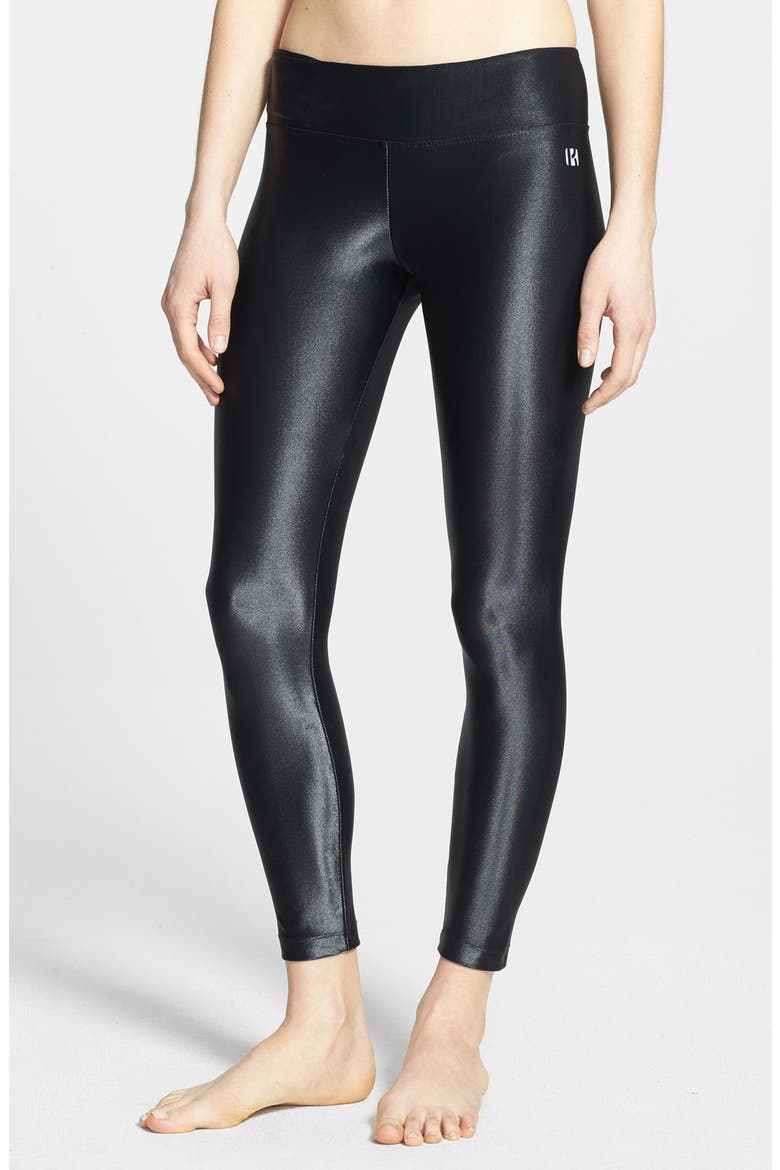 Metallic Coated Jersey Leggings, Main, color, BLACK