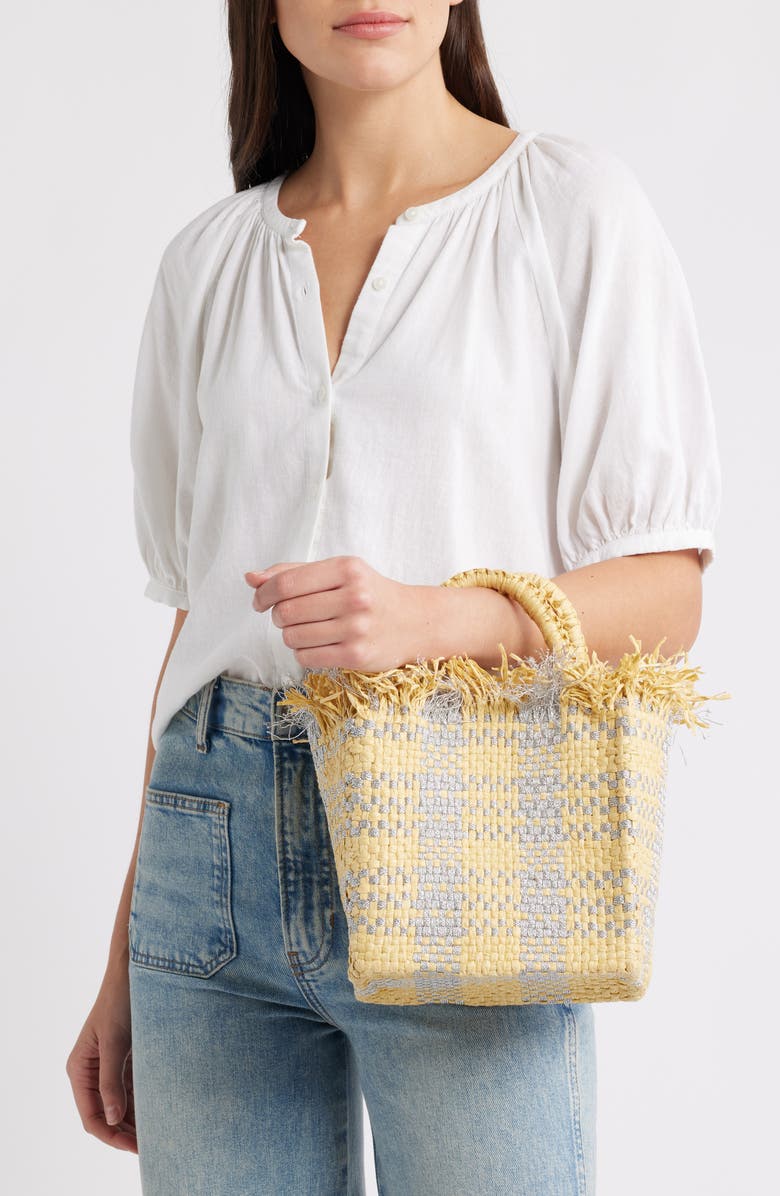 Pamela Munson Mini Check Mate Raffia Handbag, Alternate, color, Silver