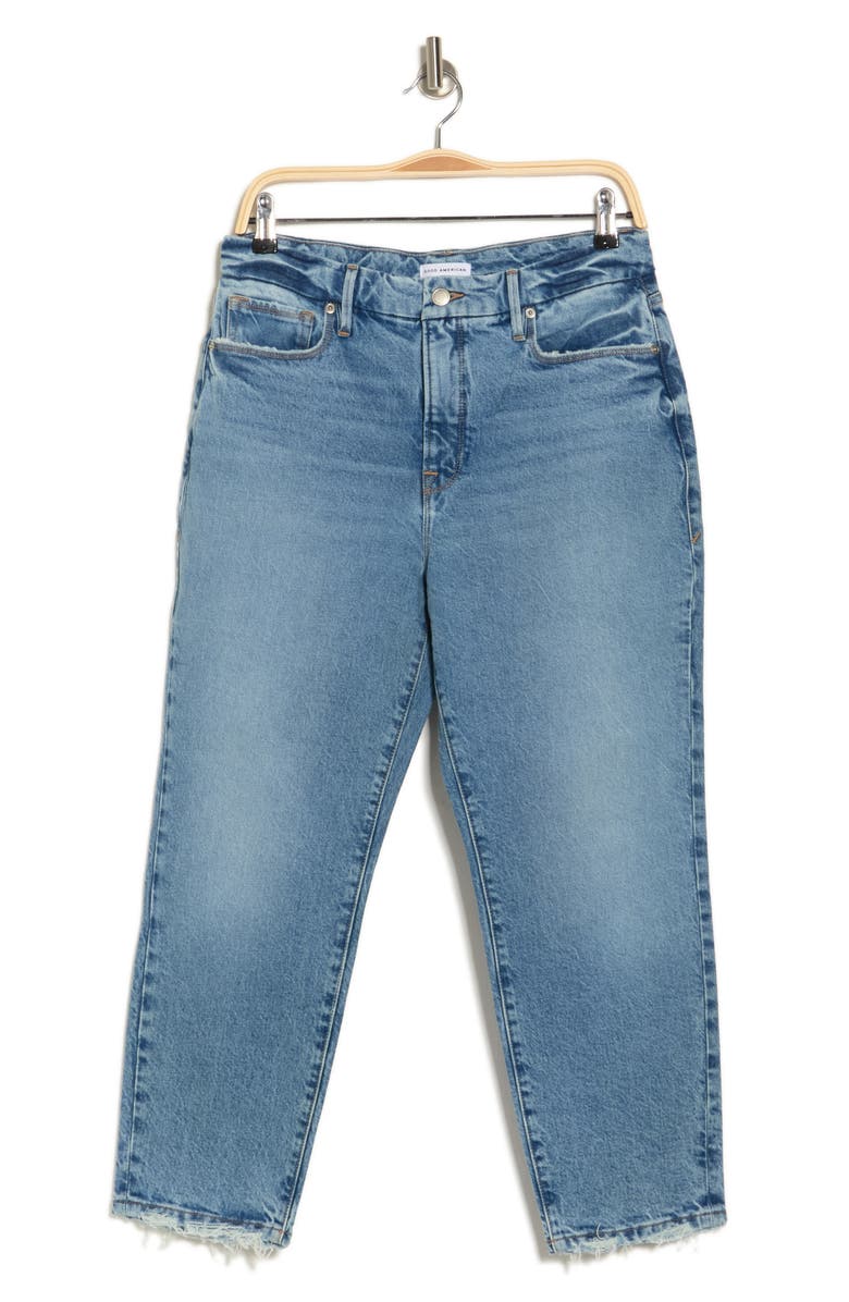 Good American Good Girlfriend High Waist Distressed Jeans, Alternate, color, Indigo351