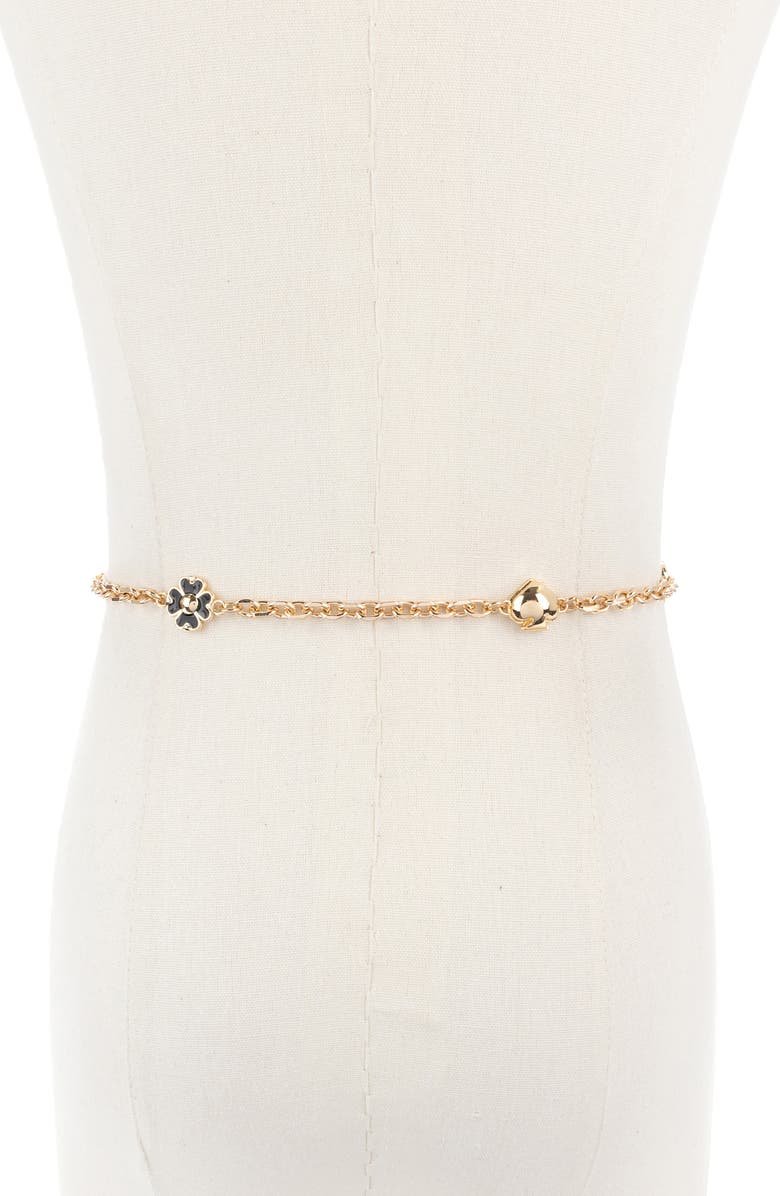 Kate Spade New York multi charm layered chain belt, Alternate, color, Polished Gold