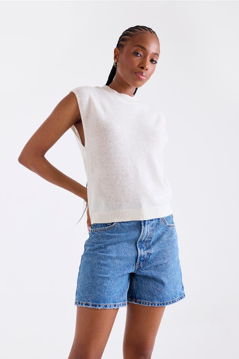 Zarah Crew Neck 100% Cashmere Vest, Alternate, color, NATURAL WHITE