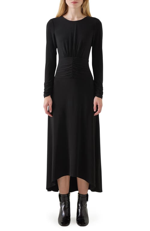 Lk Bennett Christie Ruched Long Sleeve Maxi Dress In Black