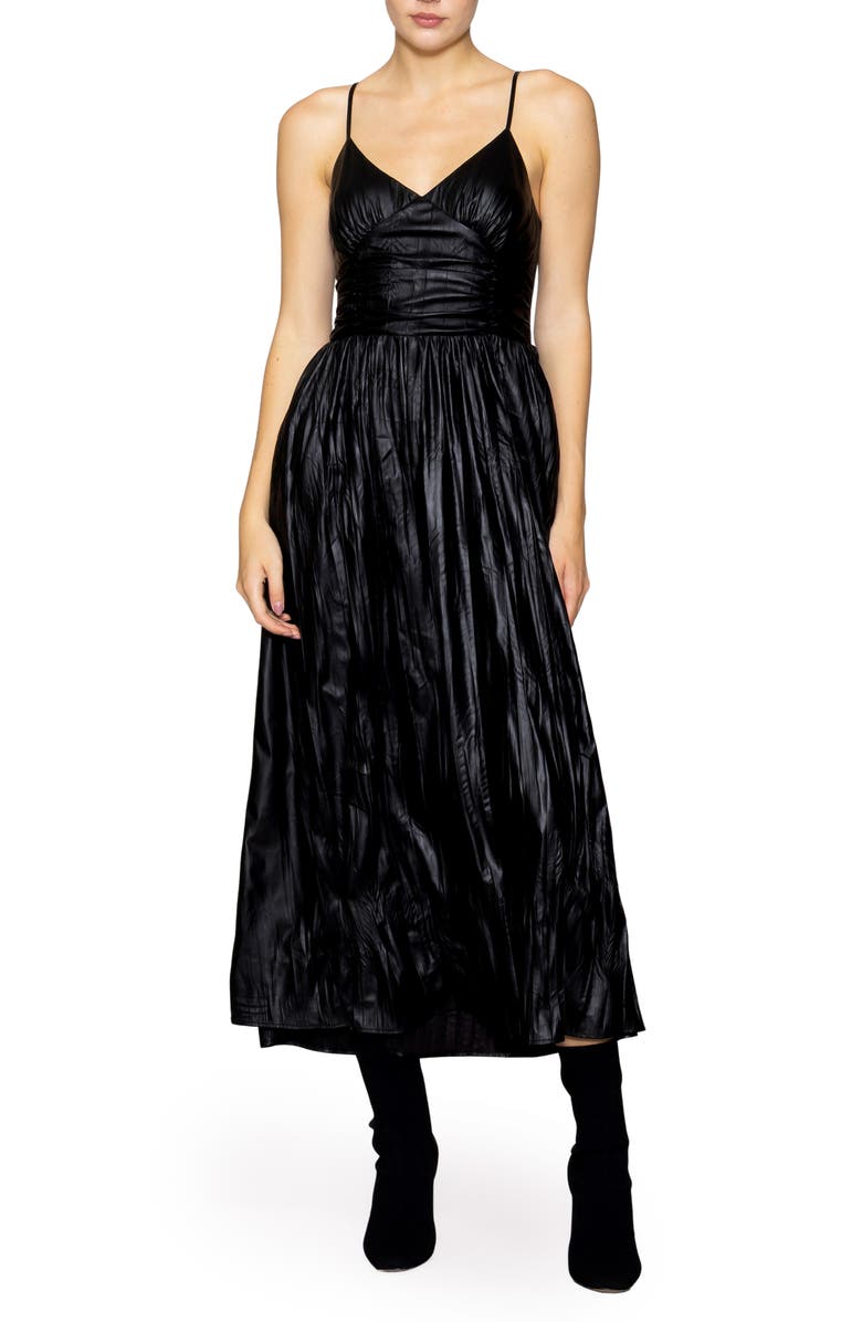 MELLODAY Faux Leather Dress, Main, color, Black Solid