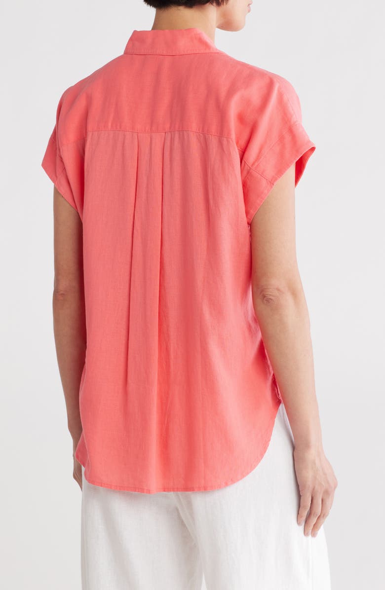 Caslon<sup>®</sup> Double Pocket Linen Blend Camp Shirt, Alternate, color, Coral Sugar