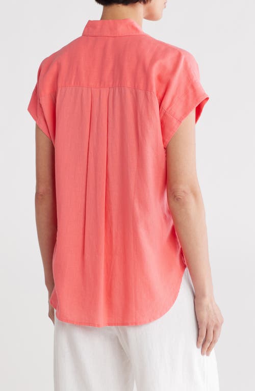 CASLON CASLON® DOUBLE POCKET LINEN BLEND CAMP SHIRT