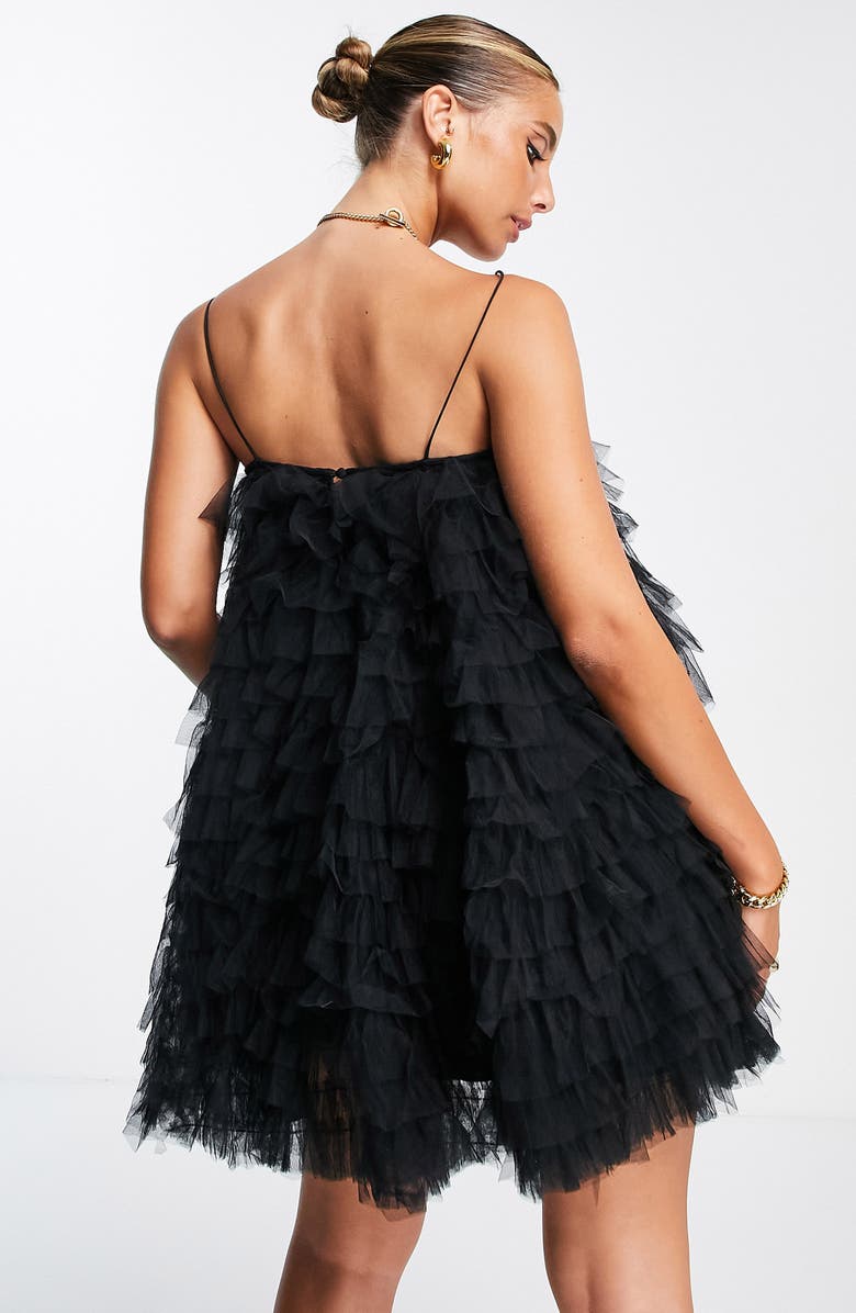 ASOS DESIGN Cami Ruffle Trapeze Minidress, Alternate, color, 