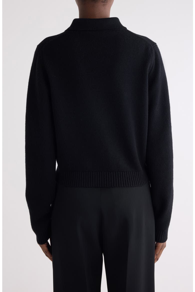 Long Sleeve Wool & Cashmere Polo, Alternate, color, BLACK