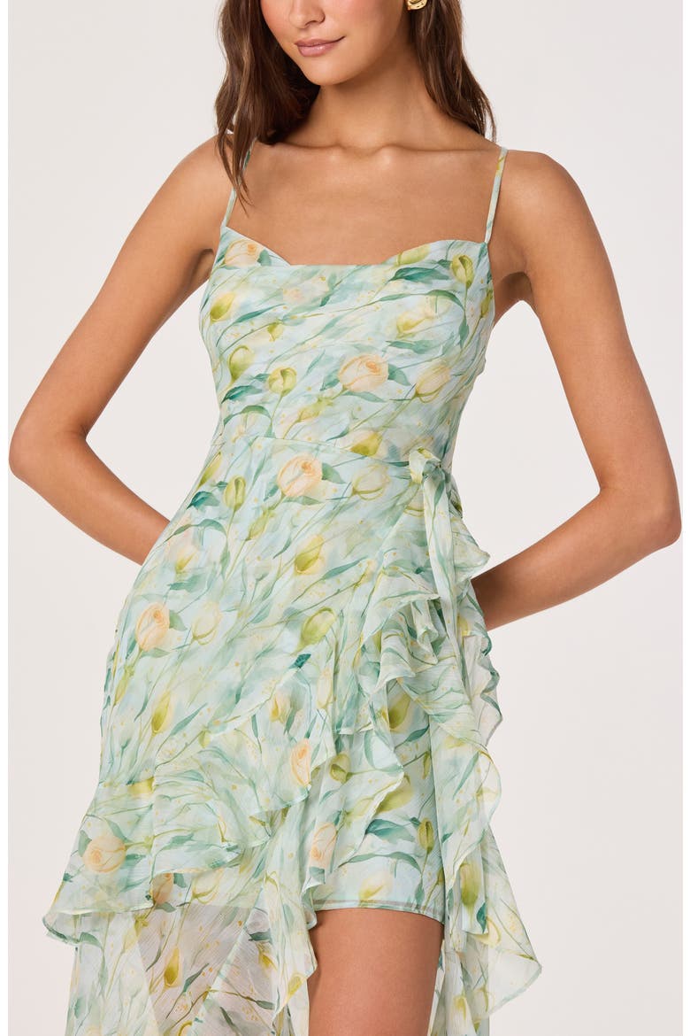 Candace Floral High Low Dress, Alternate, color, GREEN FLORAL