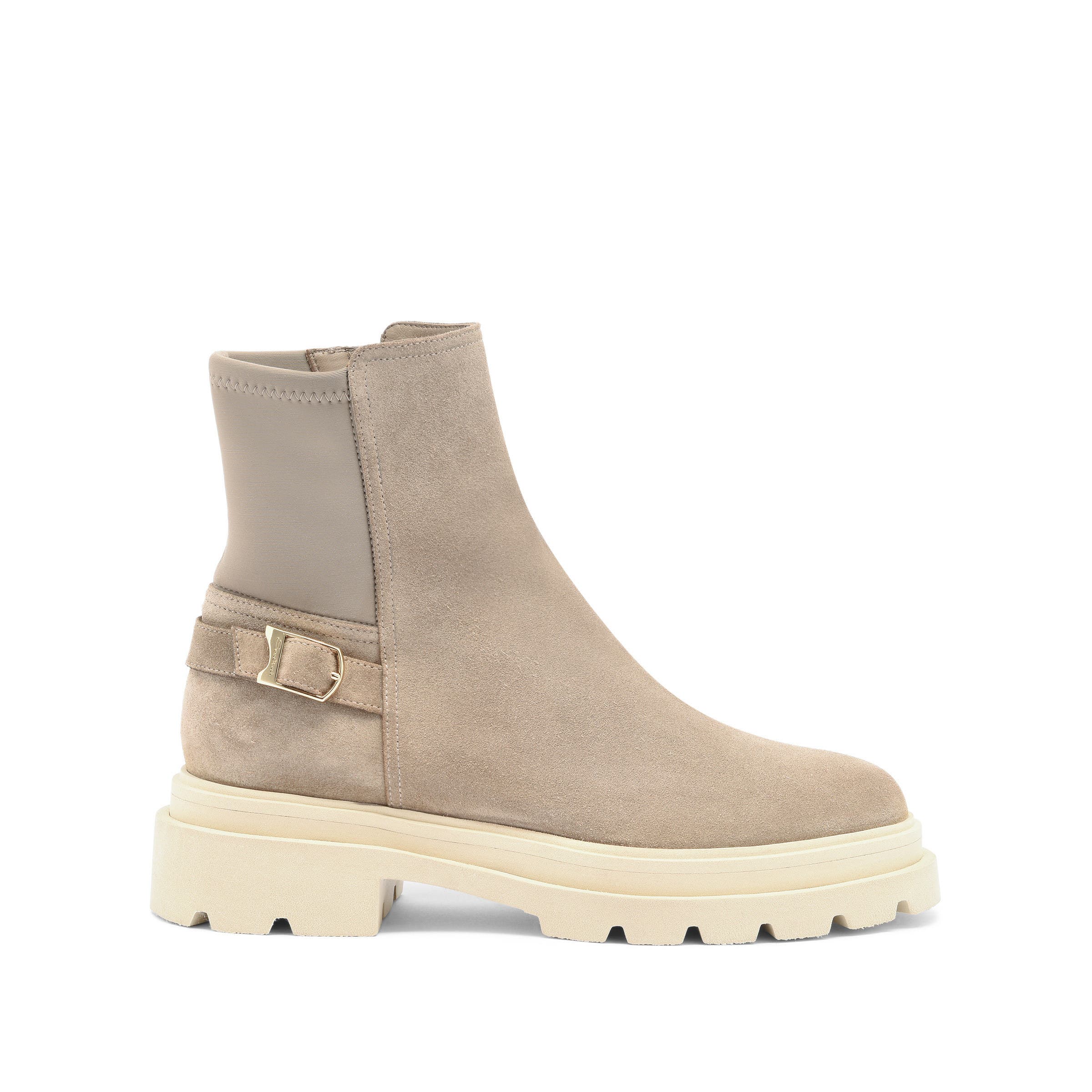 Santoni Women's suede ankle boot, Alternate, color, Natural