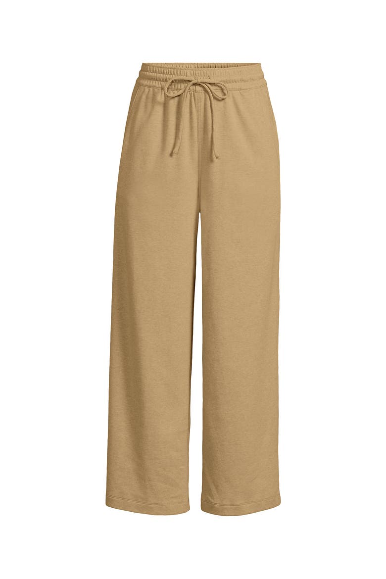 Sport Knit Pull On Drawstring Wide Leg Crop Pants, Alternate, color, French Pecan Heather