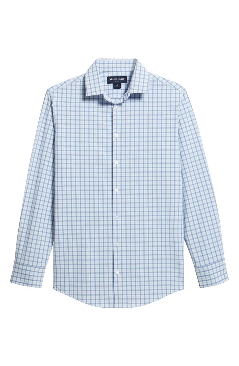 Mizzen+Main Leeward Trim Fit Plaid Performance Button-Up Shirt, Alternate, color, Cloud Blue Miles Plaid