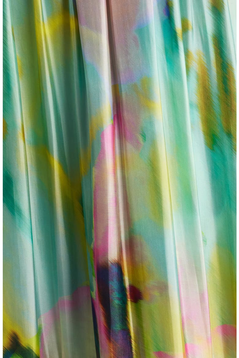 Britt Pleated Satin Gown, Alternate, color, CAPRI MULTI