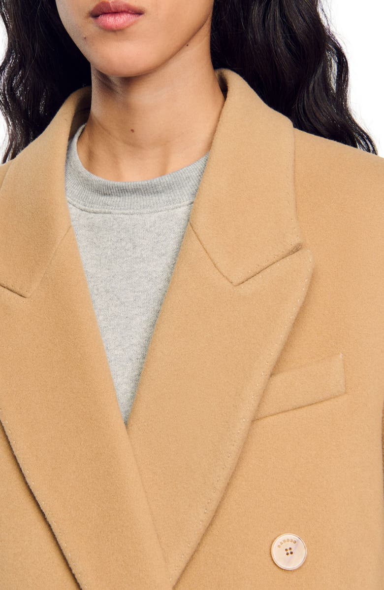 SANDRO Long wool-blend coat, Alternate, color, 