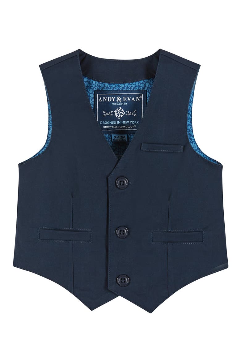 Vest, Button-Up Bodysuit, Pants & Bow Tie Set, Alternate, color, NAVY