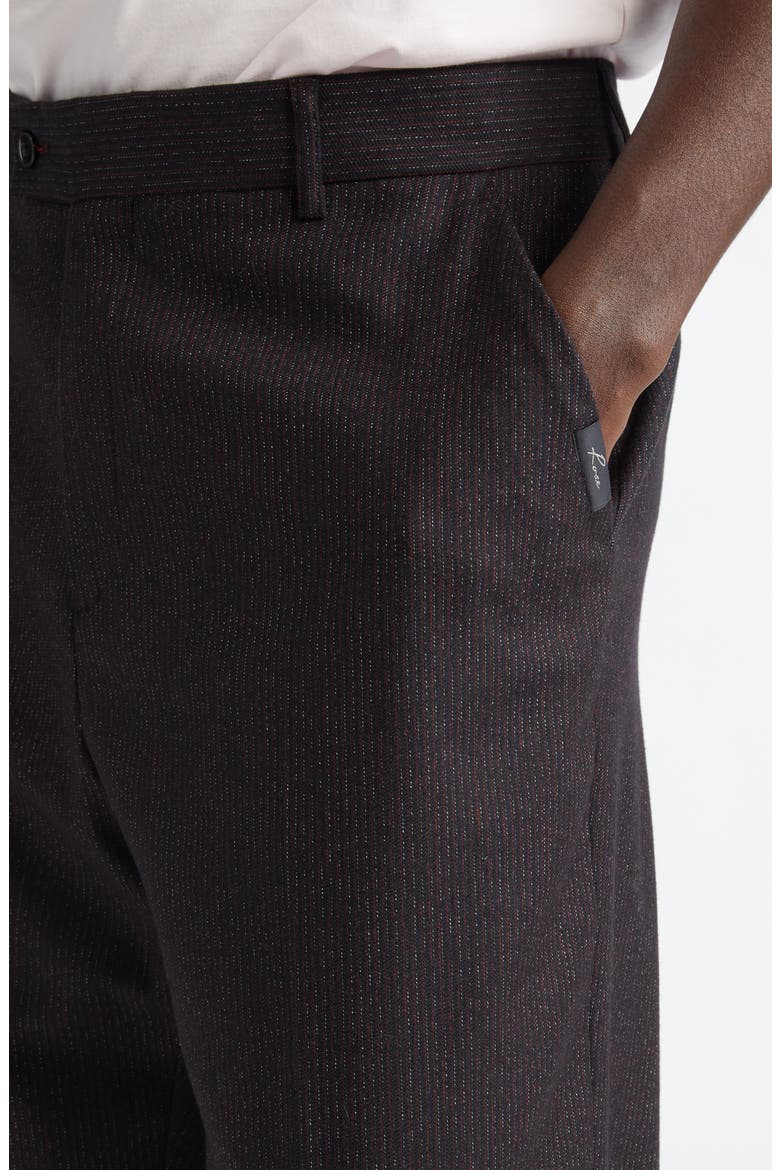 Pinstripe Relaxed Fit Tailored Pants, Alternate, color, BLACK-RED STRIPE