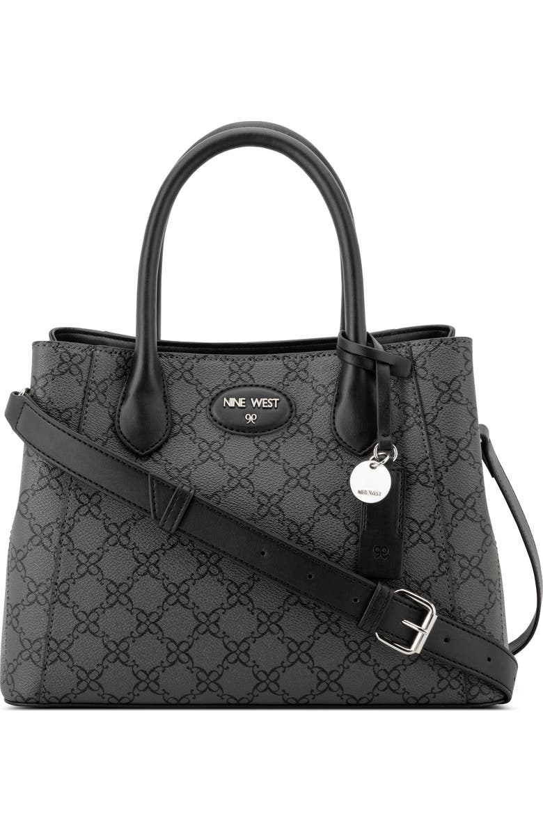 Nine West Adeline Satchel Bag, Main, color, Jet Black Logo