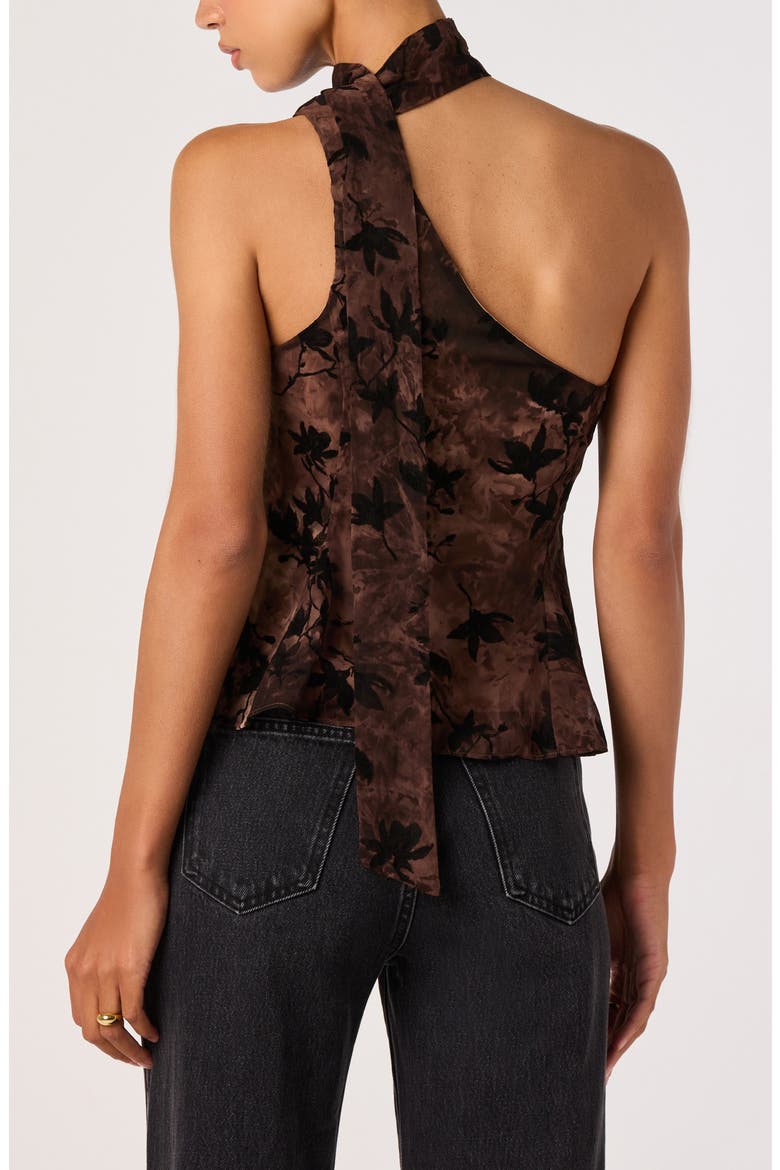 Ilde One-Shoulder Mock Neck Top, Alternate, color, TAUPE FLORAL