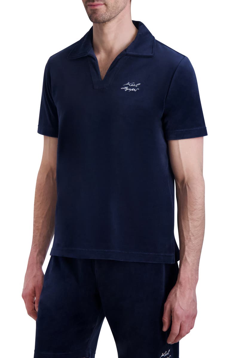 KARL LAGERFELD PARIS Johnny Collar Terry Cloth Polo, Alternate, color,