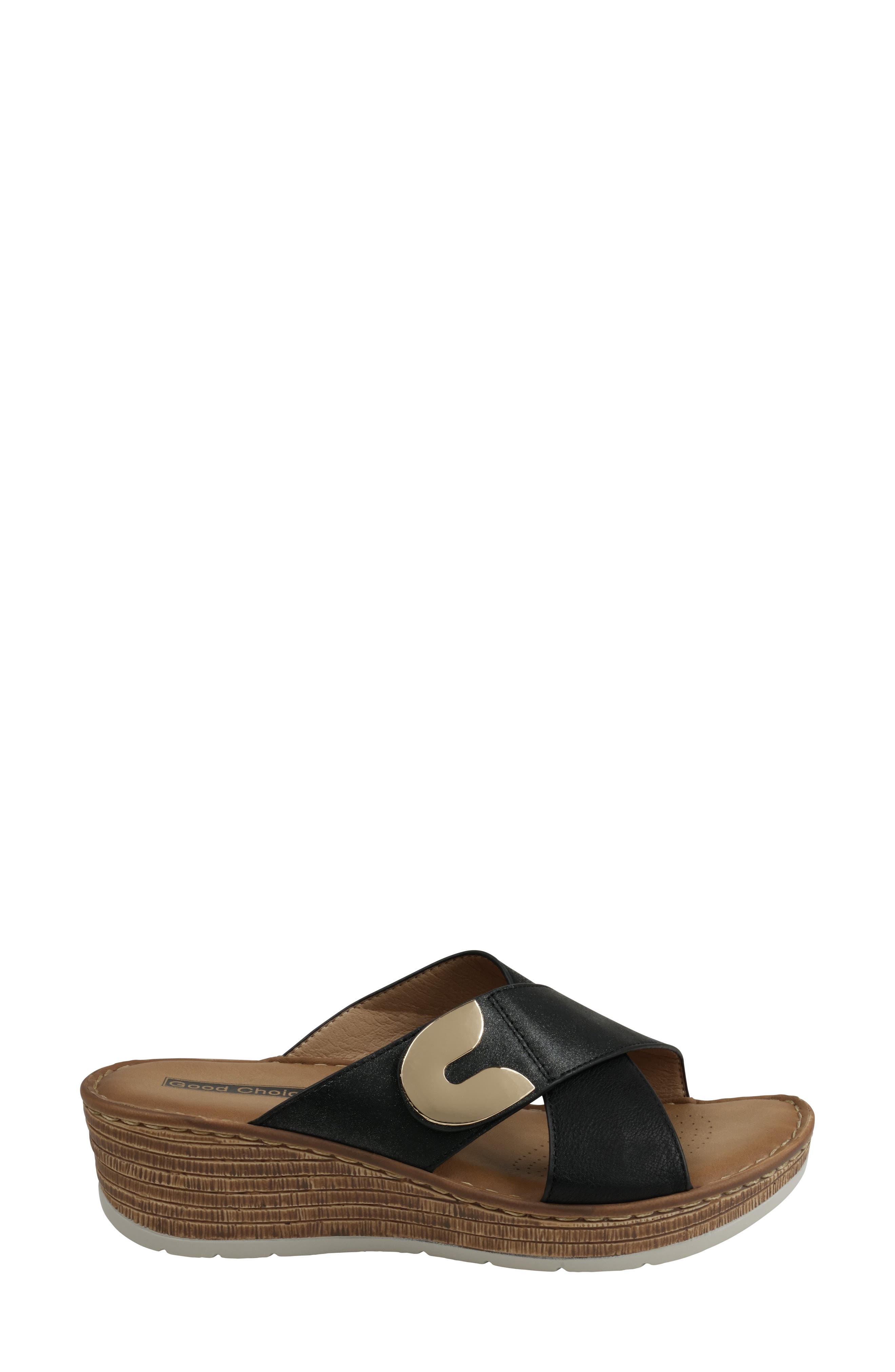 GC SHOES Demi Platform Wedge Slide Sandal, Alternate, color, Black