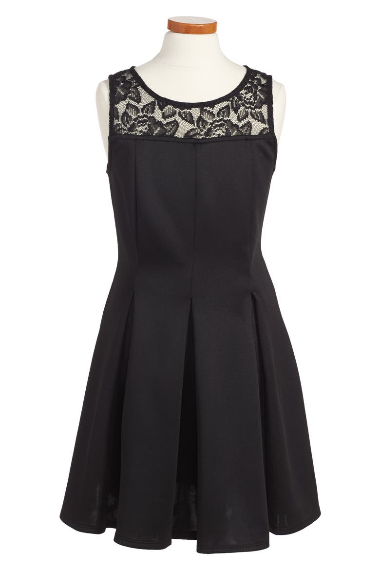 Pleated Dress, Main, color, BLACK