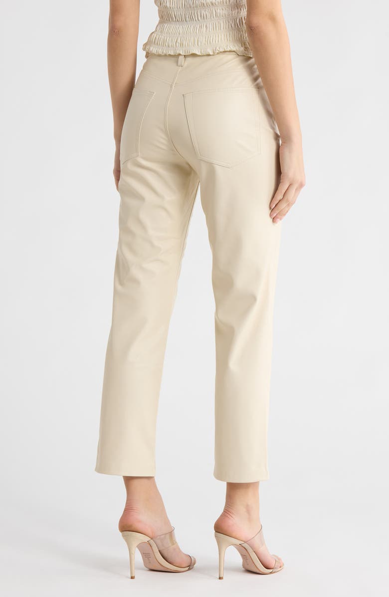 AG High Waist Crop Straight Leg Faux Leather Pants, Alternate, color, Ivory Dust