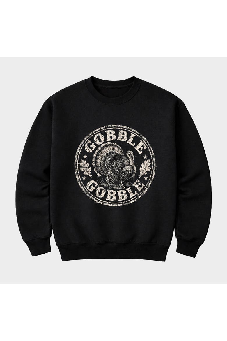 Gobble Gobble Turkey Circle Sweatshirt, Alternate, color, Midnight