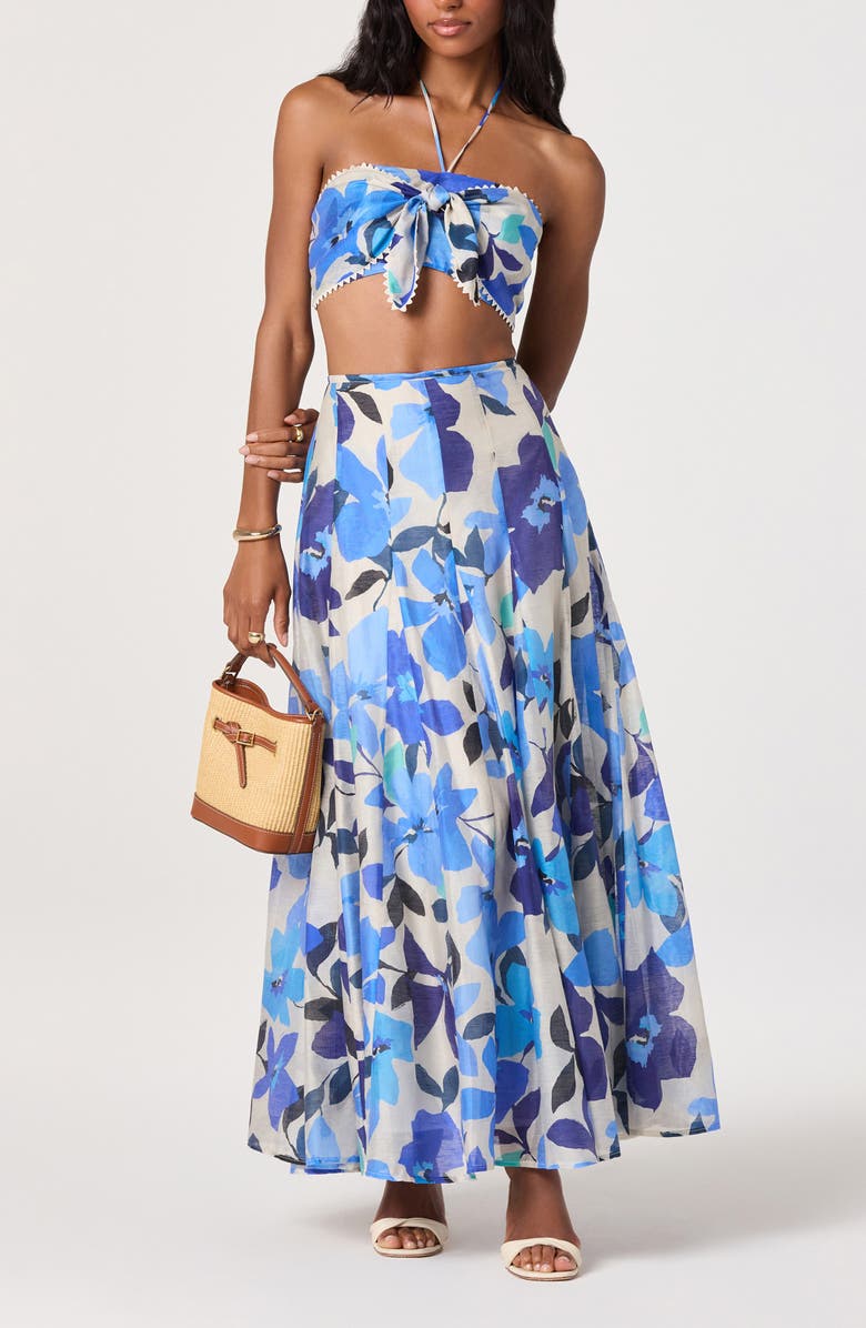 ASTR the Label Kaley Floral Paneled Maxi Skirt, Alternate, color, Blue Floral