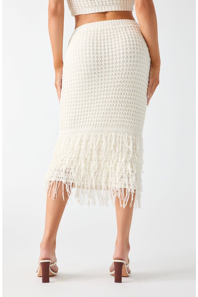 Remi Open Stitch Fringe Midi Skirt, Alternate, color, WHITE