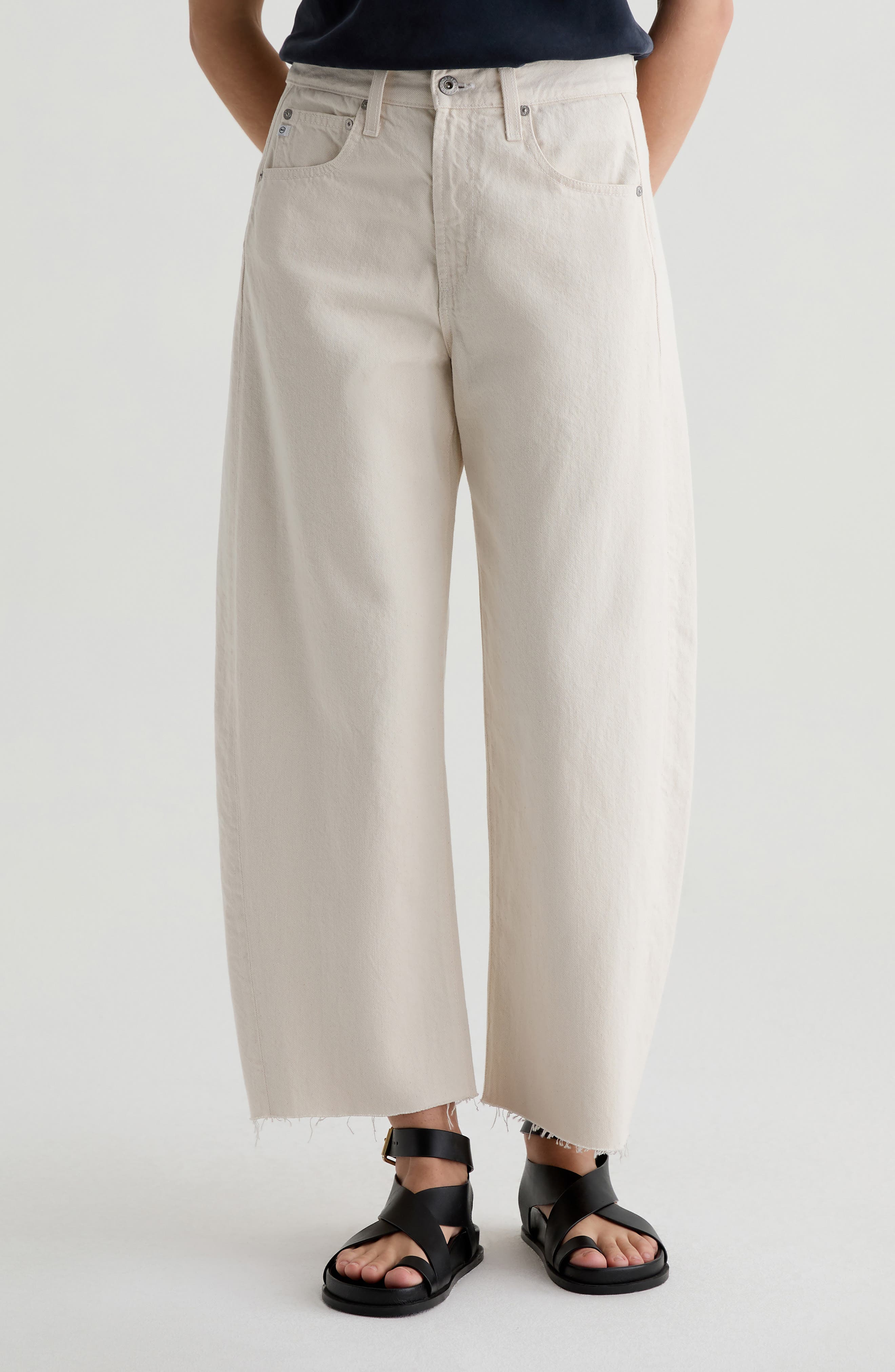 AG Hattie Raw Hem High Waist Crop Barrel Jeans